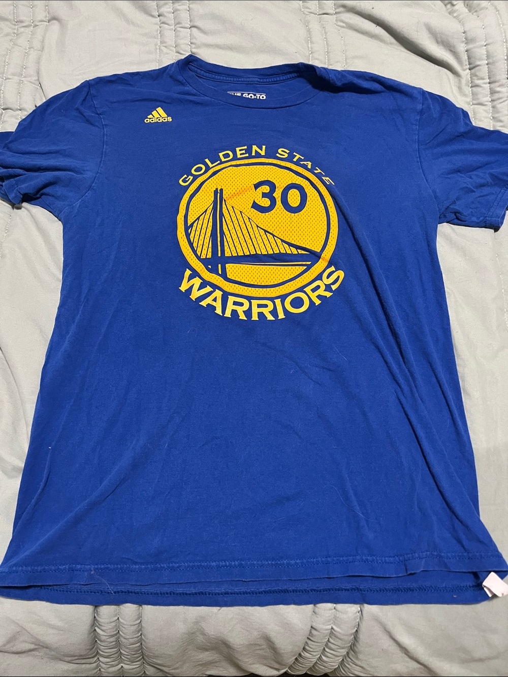 adidas Golden State Warriors Blue and Yellow Logo Tee
